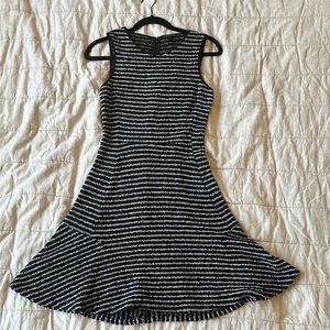 Theory | Navy & White Stripe Flitted Sleeveless Dress with Flare Skirt | Size 4
